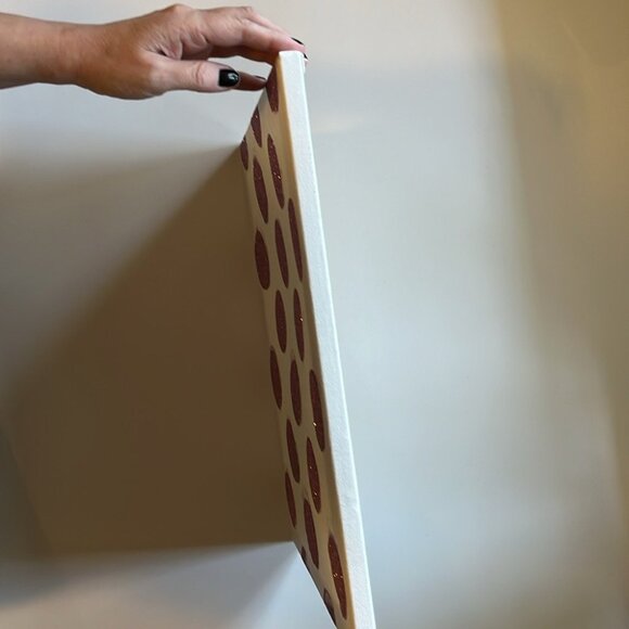 🎀✨ Hand-Painted Pink Glitter Polka Dot Canvas Art | Modern Wall Decor | 16x12" - Picture 3 of 7